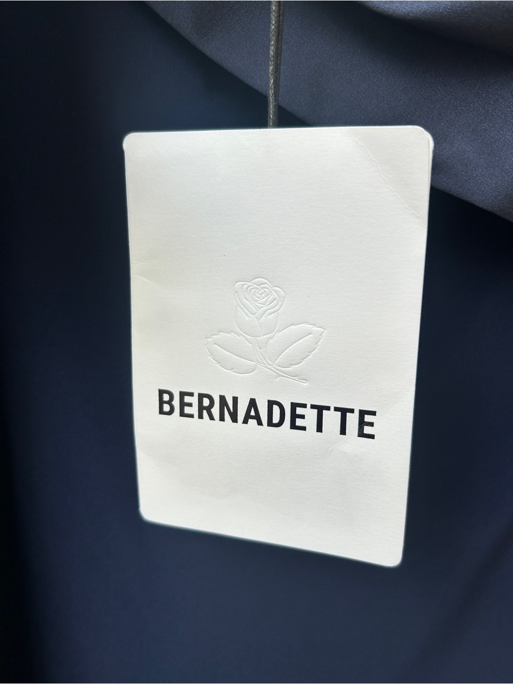 BERNADETTE Adrian One Shoulder Draped Bow Taffeta Navy Maxi Dress NWT - Picture 10 of 12